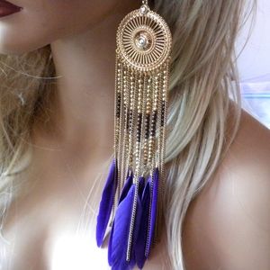 Awesome Purple Feather Earrings
